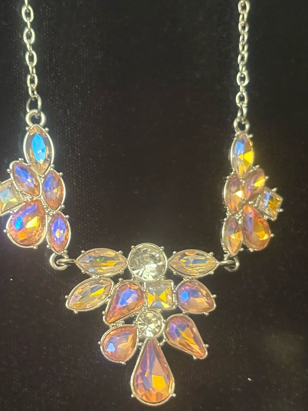paparazzi Iridescent Aurora AB Crystal Necklace - Orange and Pink Highlights